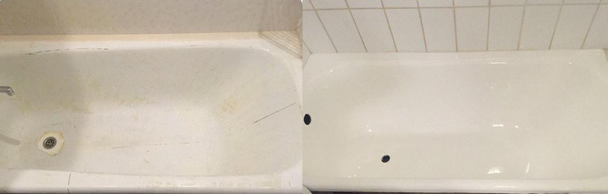 До и после реставрации ванны акрилом